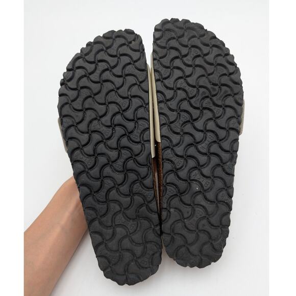 Birkenstock Madrid Big Buckle Natural Leather Patent High Shine Sandals USW8/M6 - Picture 8 of 13